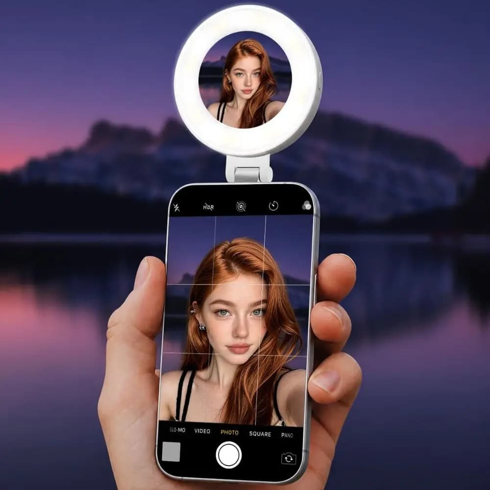 Adjustable Brightness Magnetic Selfie Light 360° Rotation 3 Modes Selfie Ring Light LED Detachable Portable Selfie Light Selfie