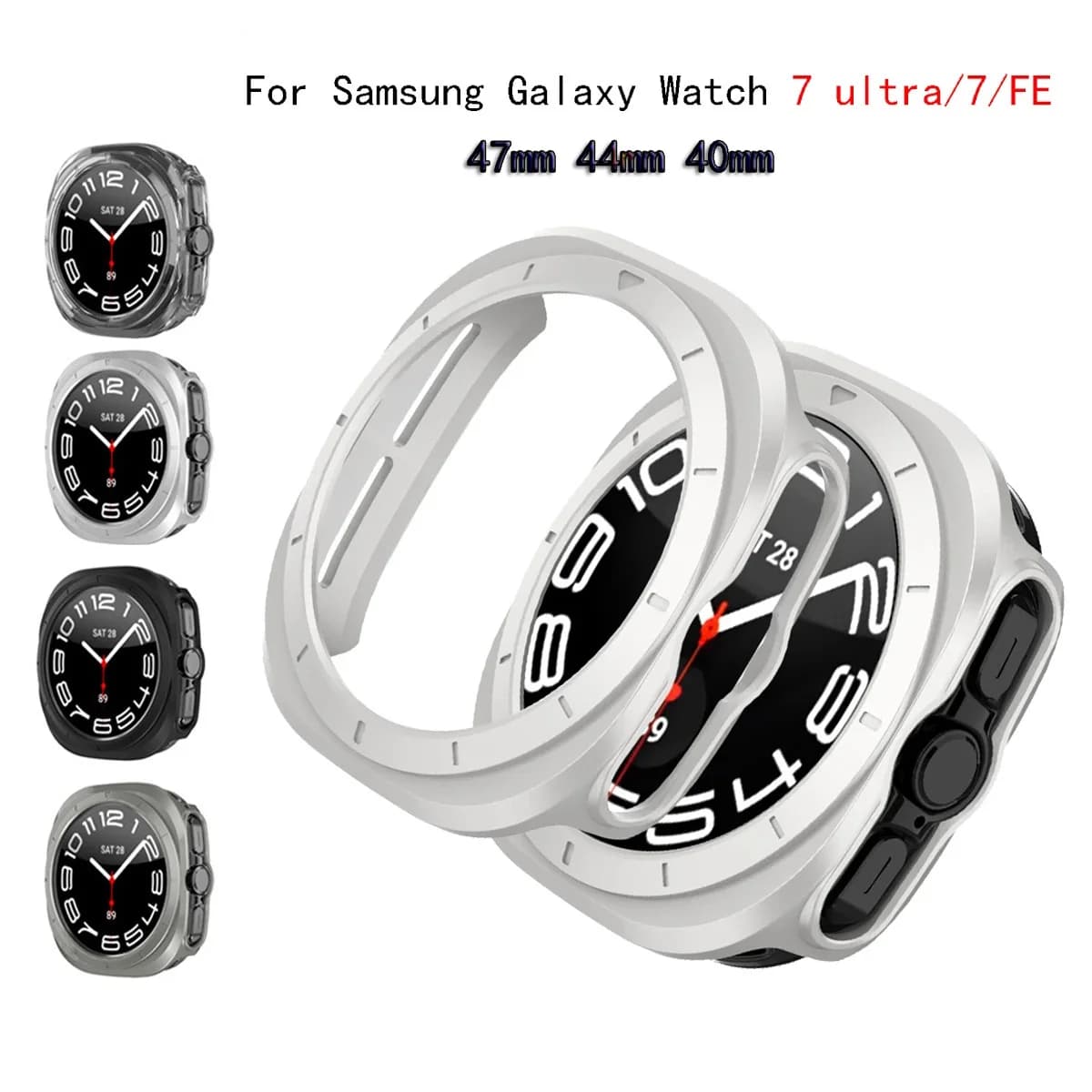PC Hollow Case for Samsung Galaxy Watch 7 Ultra 47mm Accessories Frame Protective Hard Bumper galaxy Watch 7 FE 40mm 44mm Cover