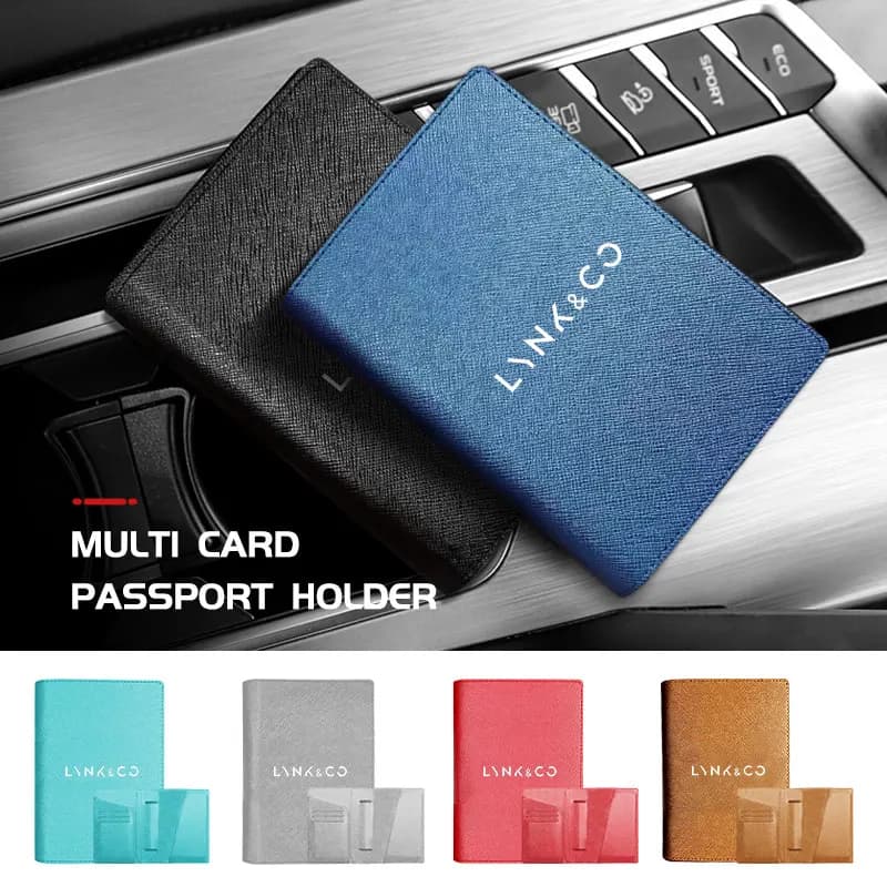 Leather Wallet Multi Slot Passport Travel Wallet ID Card Holder For LYNK&CO 01 Phev 02 03+ 05 06 09 PHEV 09 MHEV