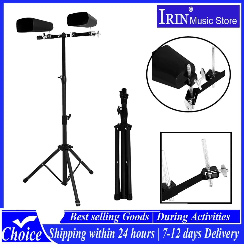 Supporto a treppiede IRIN per campana da banda in acciaio al carbonio premium, morsetto multiplo universale per batteria e strumenti a percussione