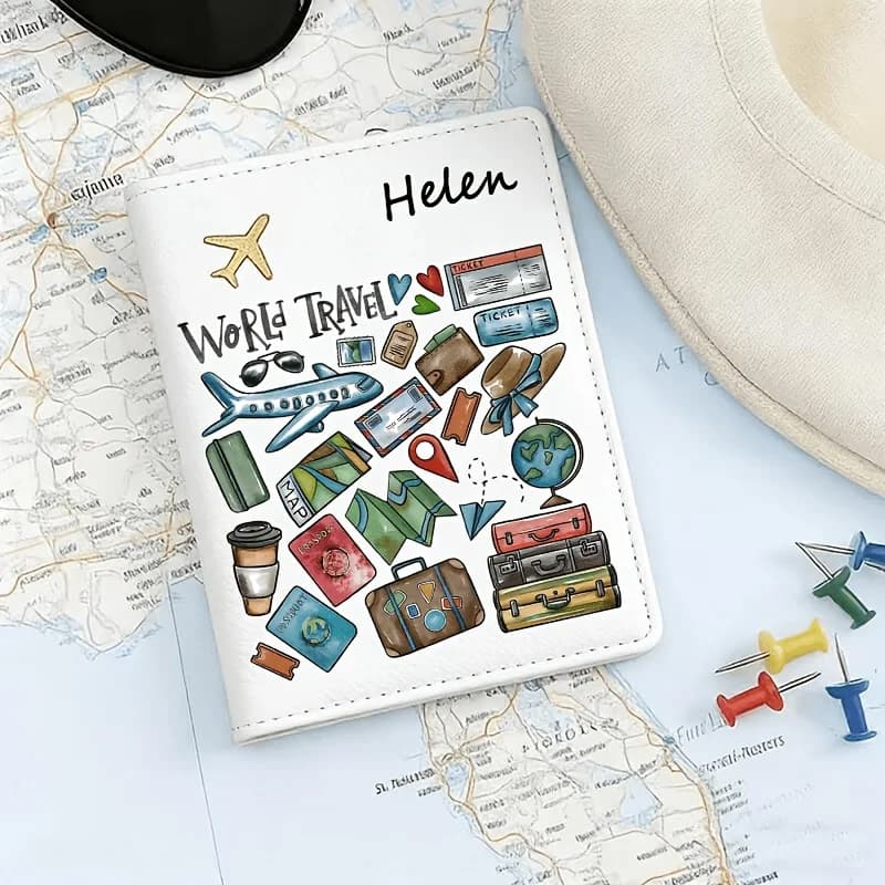 Customized Name Travel Passport Holder-Lightweight Synthetic Faux Leather, Unlined Interior,Suitable for ID Cards And Passports