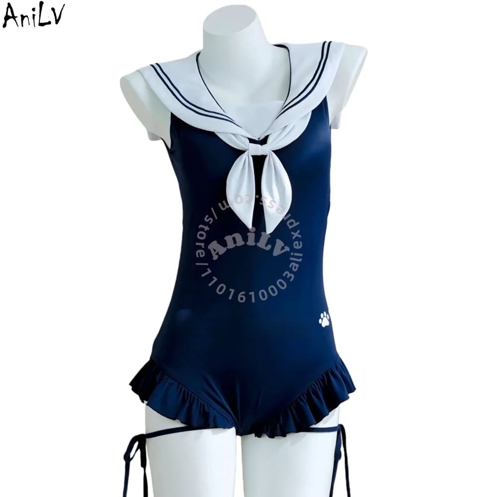 AniLV Japanese anime swimsuit Seaman costume Cat swimwear Cosplay Costumes