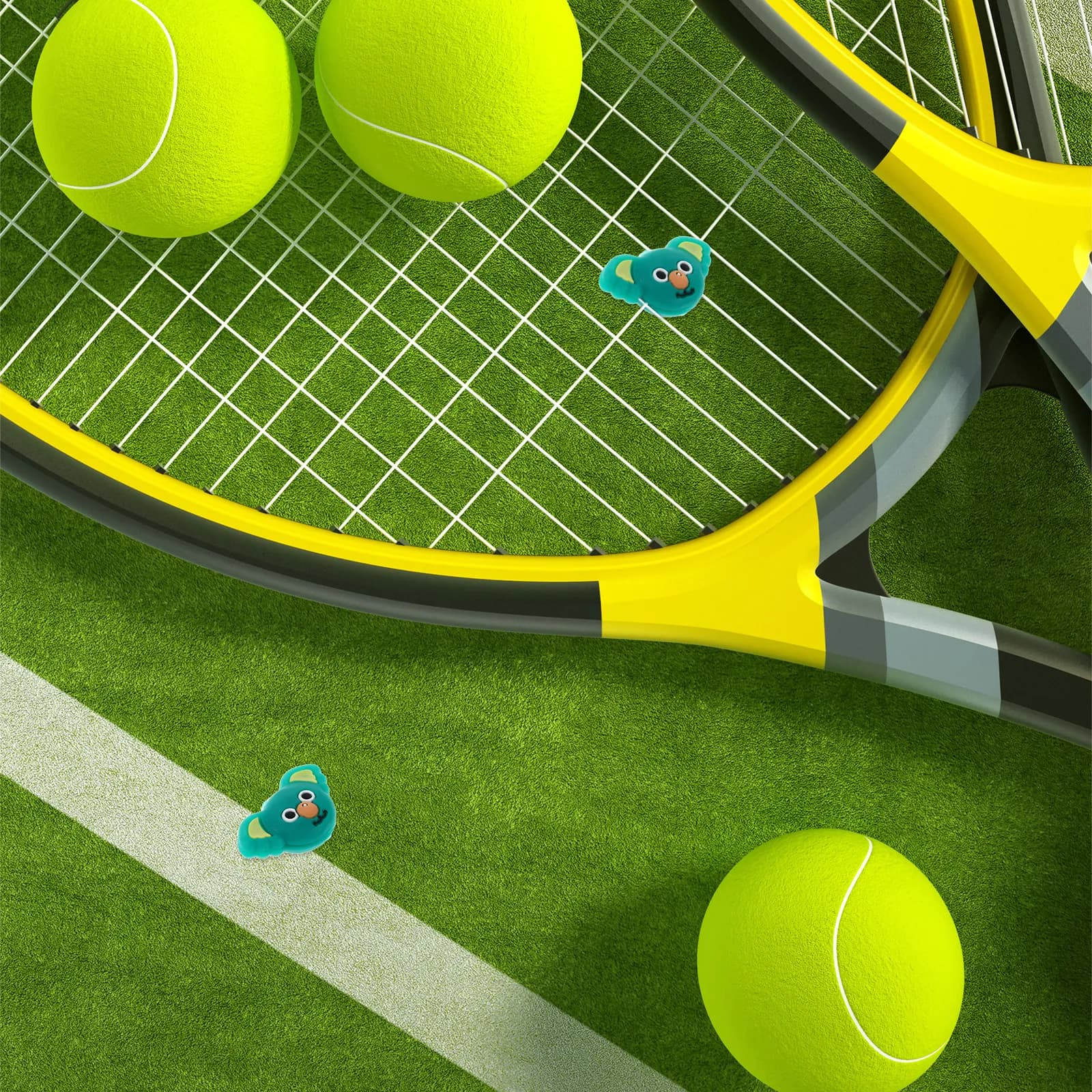 3Pcs Cartoon Animal Tennis Racket Dampeners Silicone Vibration Absorber Cute Koala Shock Dampener for Racquet String Use
