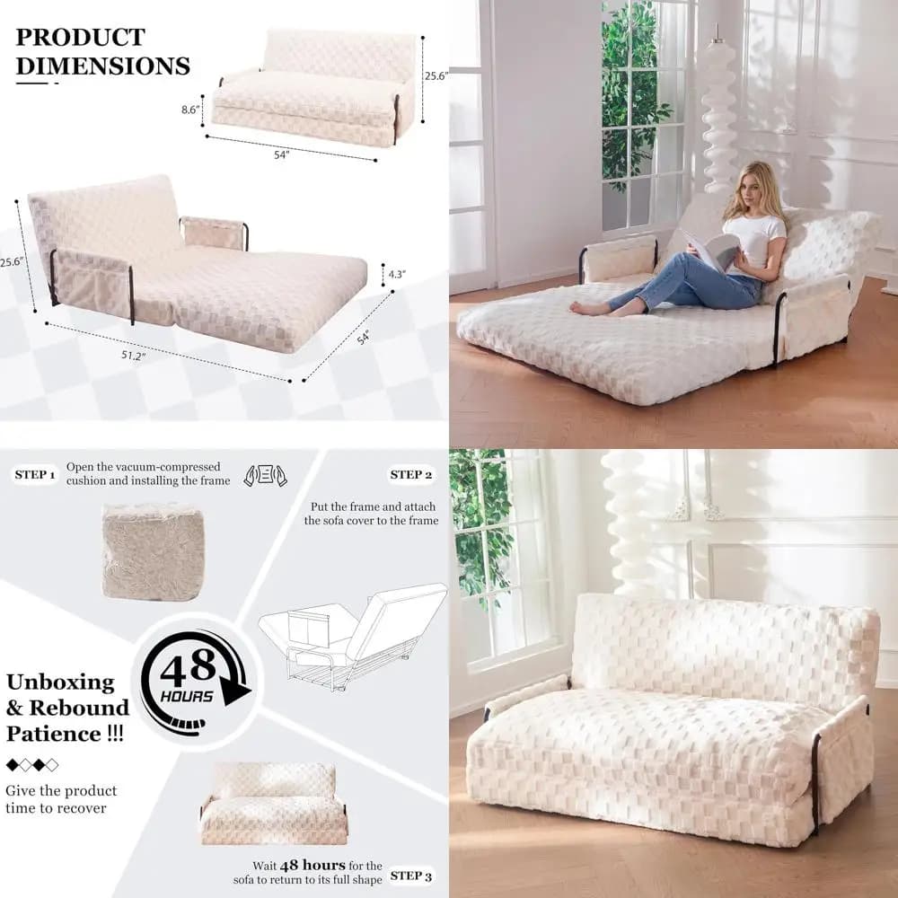Poltrona Letto Regolabile a 5 Posizioni: Divano Versatile Tipo Pouf per Riposo Confortevole, Lettura o Gaming