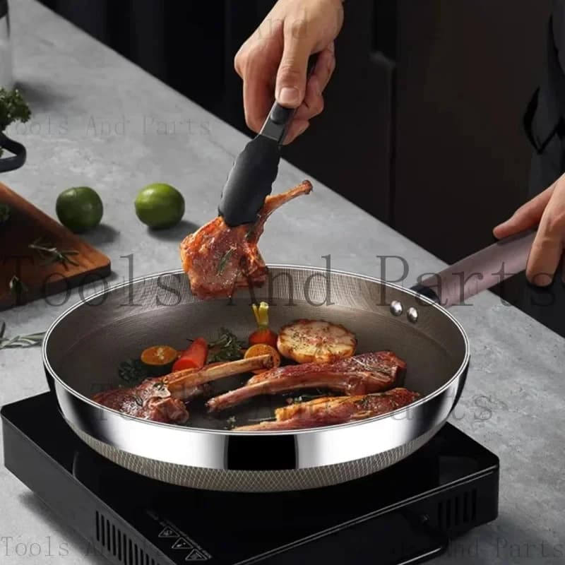 316 Stainless Steel Uncoated Non-Stick Household Cooking Pot Induction Cooker Special Steak Frying Pan