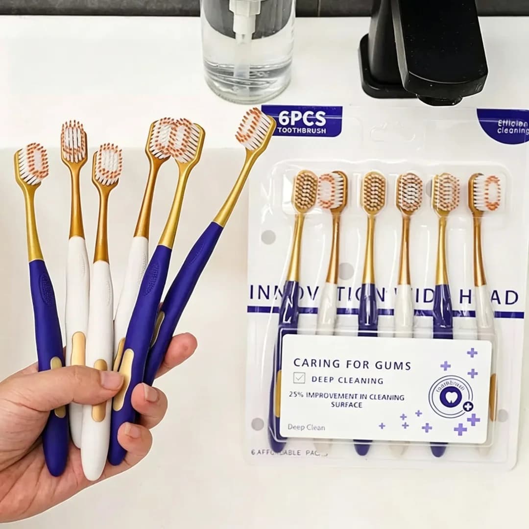 High Quality Wide Head Household 6-pack Adult Soft Bristled Toothbrush For Both Men And Women, Soft And Delicate Details