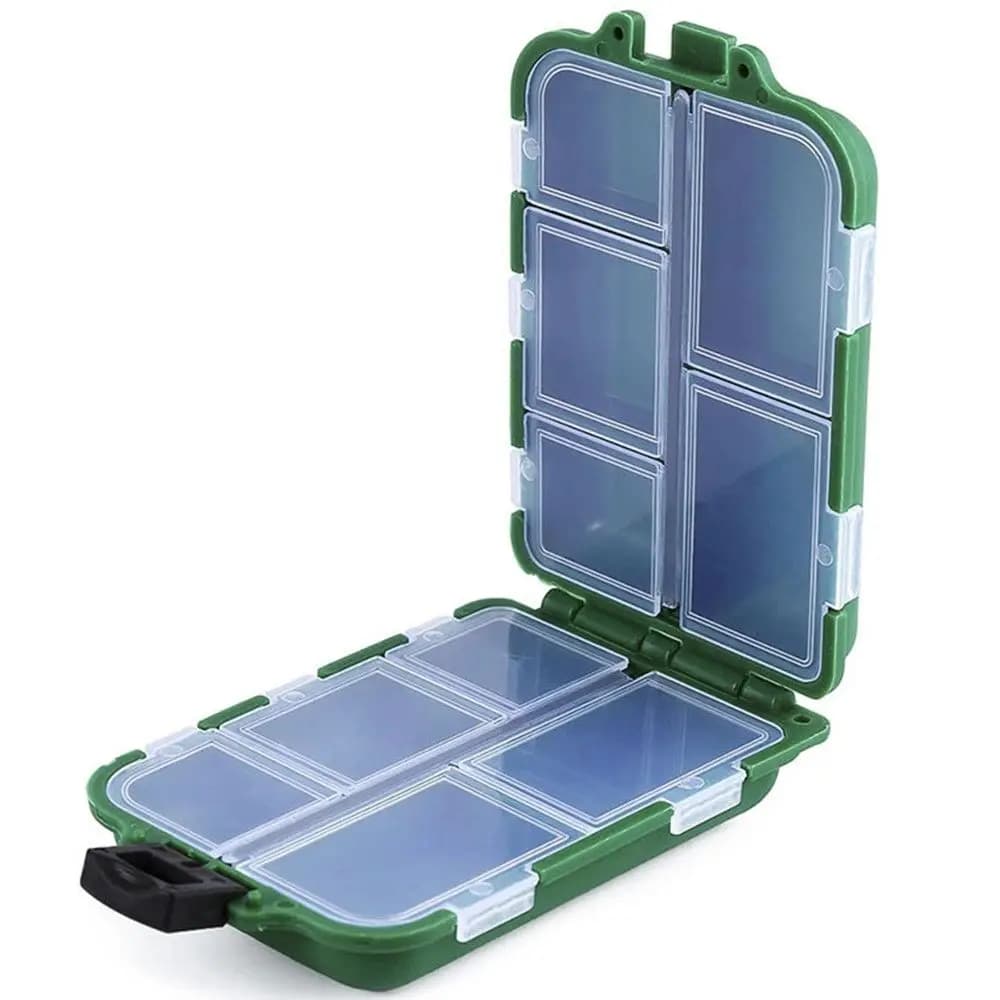 Square Plastic Fishing Accessories Box with 10 Parts, Fishing Equipment Container