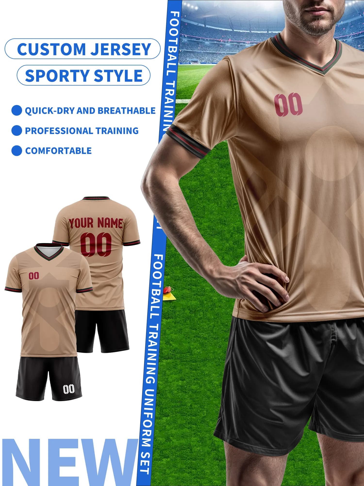 Crea la Tua Maglia da Calcio Personalizzata | Nome e Numero Personalizzati | Maglia da allenamento da calcio traspirante, maglia da calcio personalizzata in stile tifoso