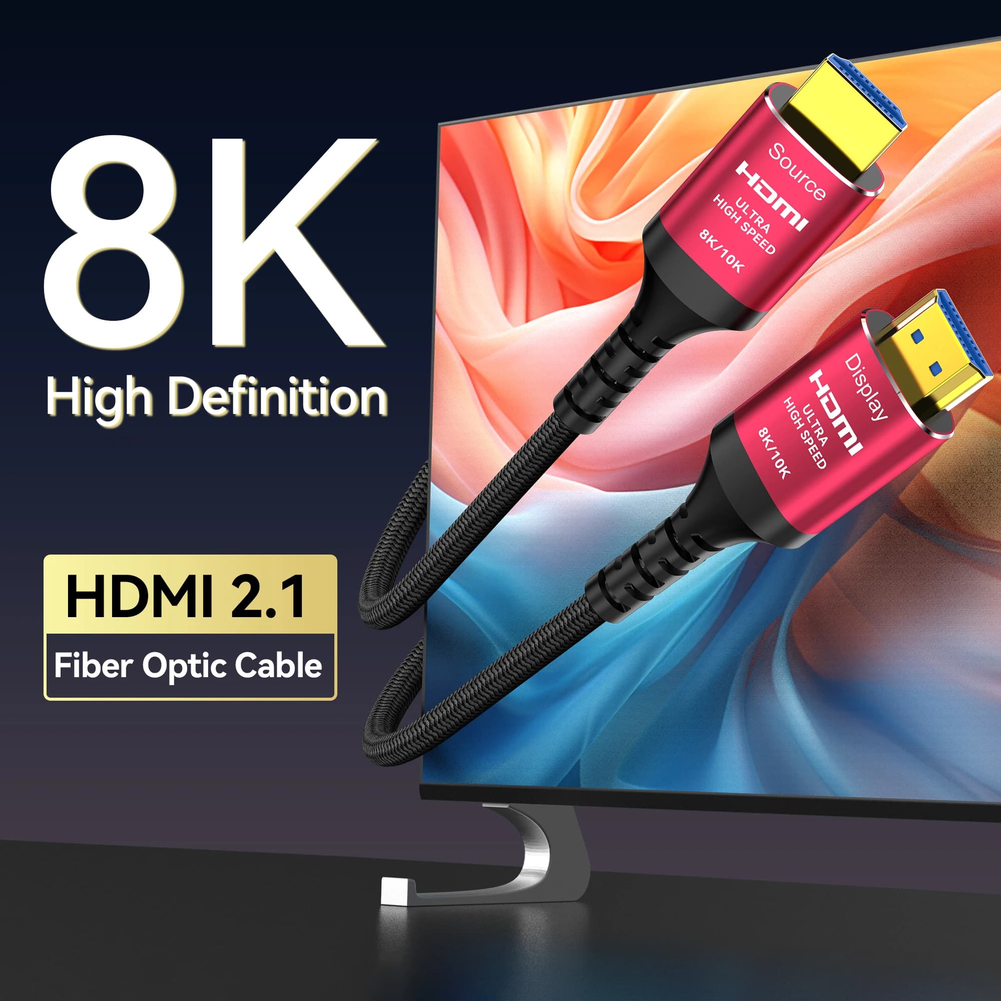 Cavo in fibra ottica HDMI 2.1 8K Cavo HDMI 8K60Hz 4K120Hz HDR dinamico/eARC/HDCP 2.3 Compatibile con LG Samsung Sony TV/PS5/Blu-ray