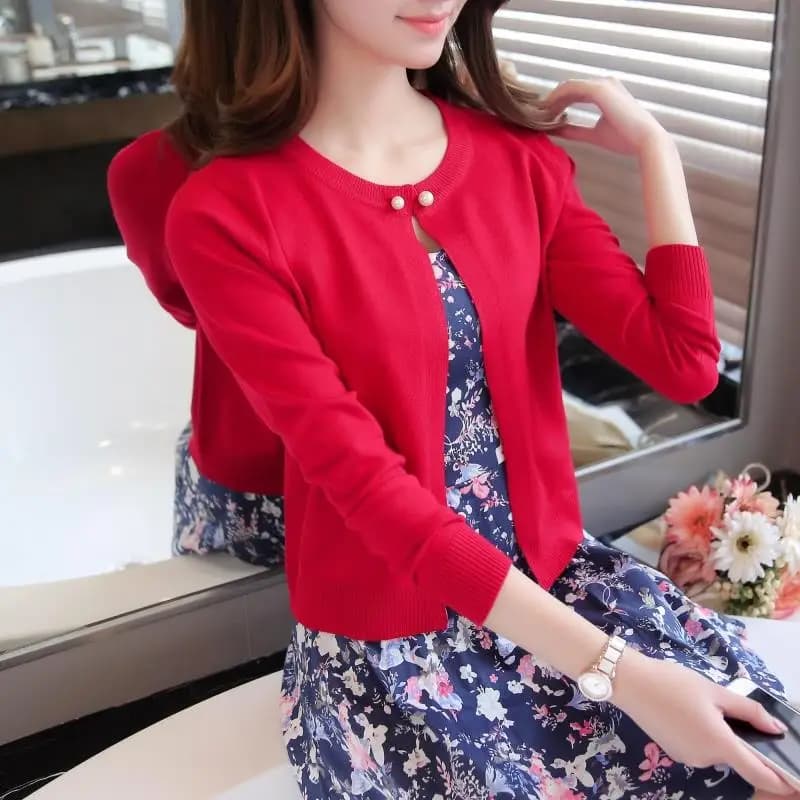 Cardigan Primaverile, Vestito, Sciarpa Parasole, Cappotto Leggero, Maglione a Maniche Lunghe, Maglione Estivo da Ragazza, per Aria Condizionata, Rosso