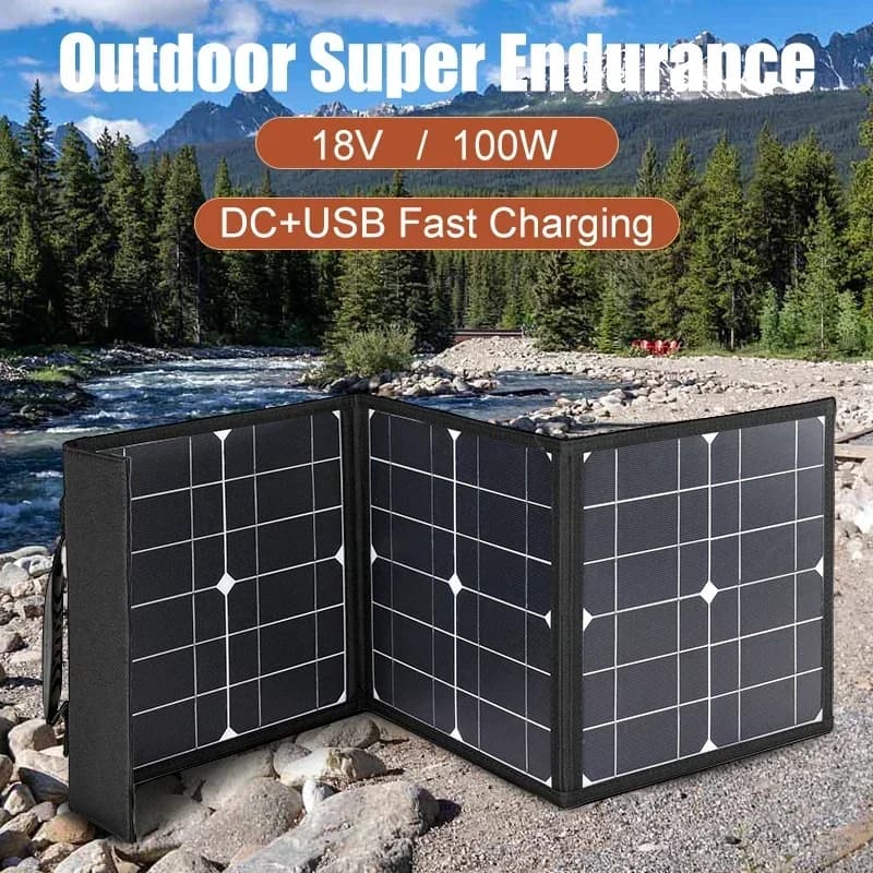 DC + USB Fast Charge 18V 100W pannello solare pieghevole portatile Solars caricabatteria Power Bank per telefono Camping Van RV Outdoor