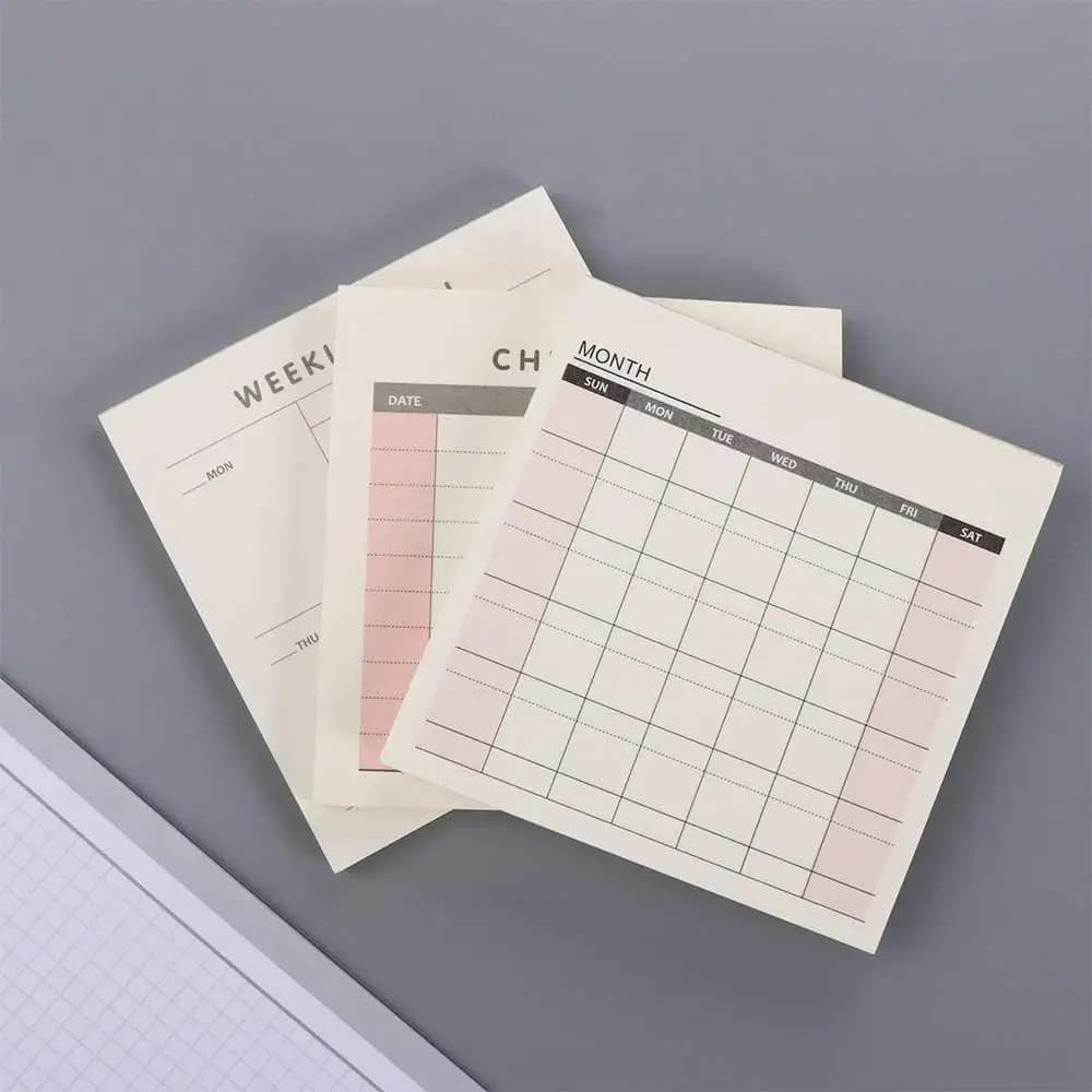 60 fogli Materiale scolastico portatile Cancelleria Lista delle cose da fare Lista dei piani Agenda giornaliera settimanale del mese Blocco note del piano settimanale