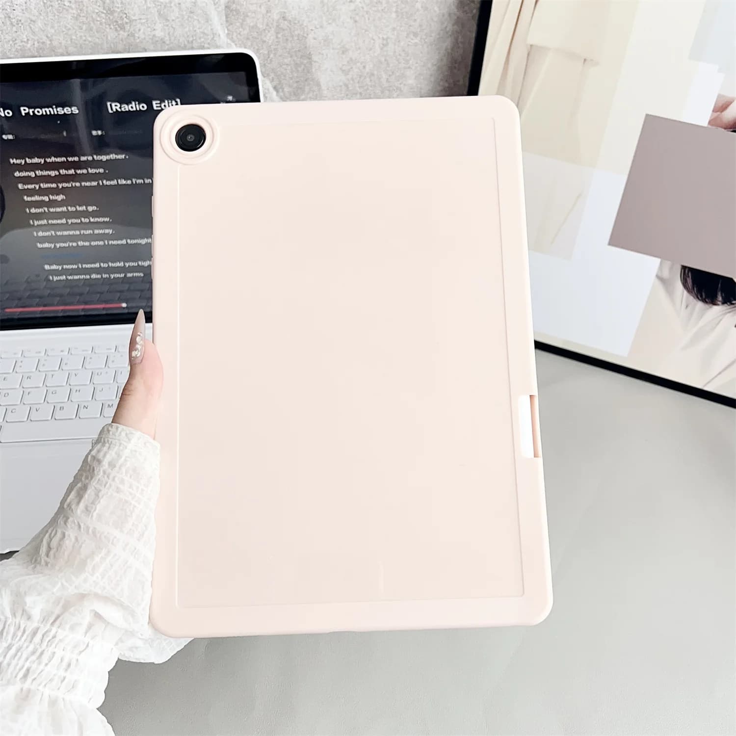 Per Samsung Galaxy Tab A9+ Custodia Cover per tablet in TPU tinta unita con portapenne - Rosa