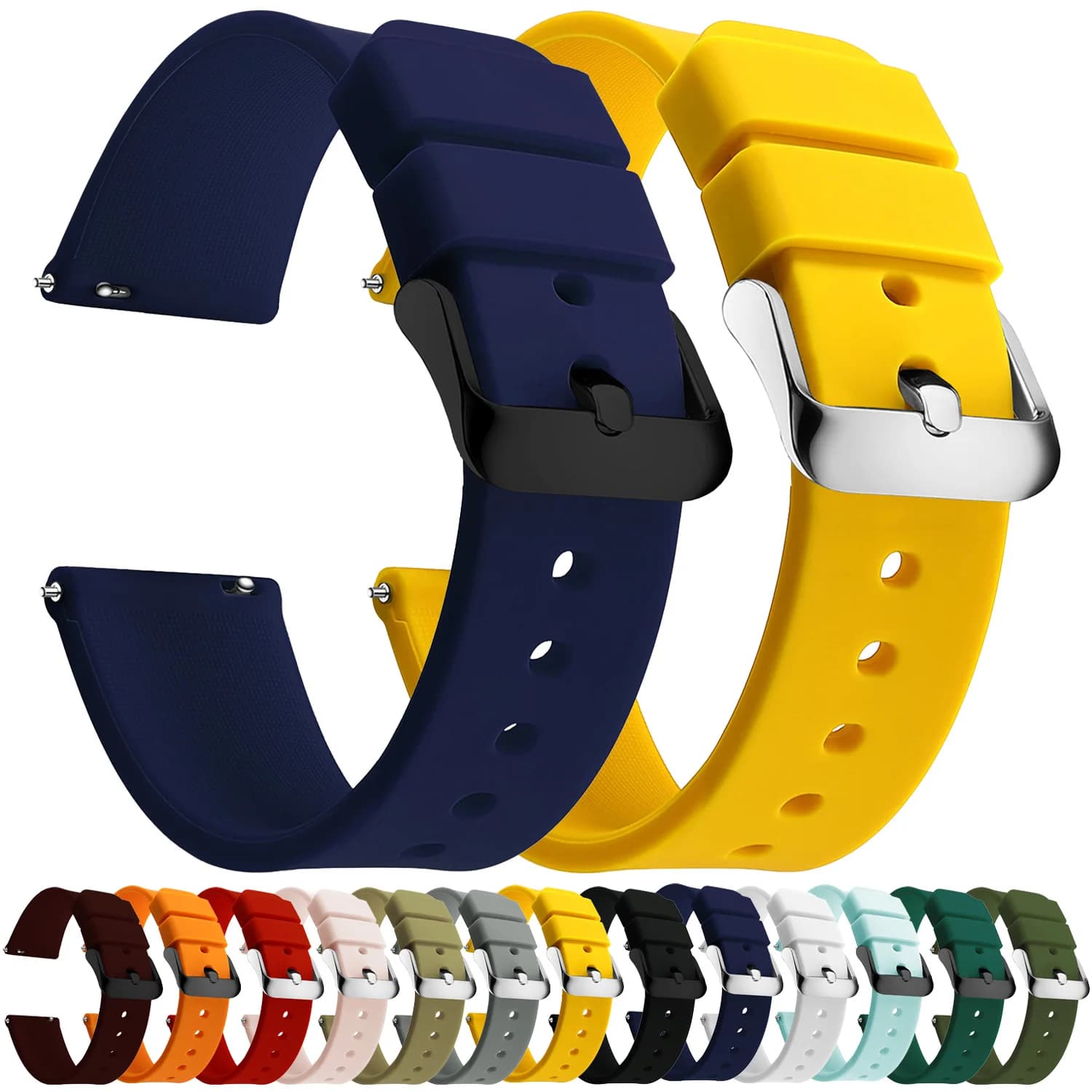 Silicone watch straps 14/16/18/19/20/21/22/24 mm Soft rubber watch straps Samsung Galaxy, Garmin Huawei Watch2030