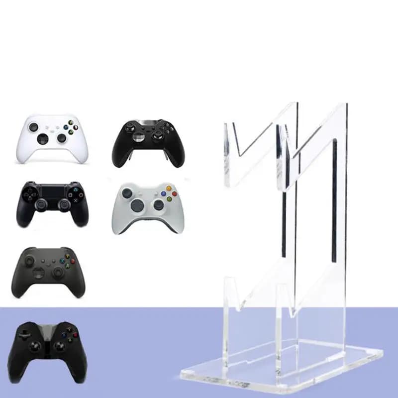 Supporto per Controller di Gioco in Acrilico a 2 Livelli, Espositore Universale per Cuffie, Organizzatore da Scrivania Robusto e Trasparente per Gamepad