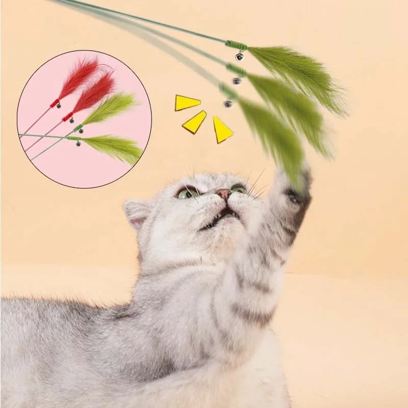 Cat Teaser Stick Toy Squeaky Bell Simulato Ance Forma Interattivo Gattino Giocattolo Resistente ai morsi Pulizia dei denti Forniture per giocattoli per gatti