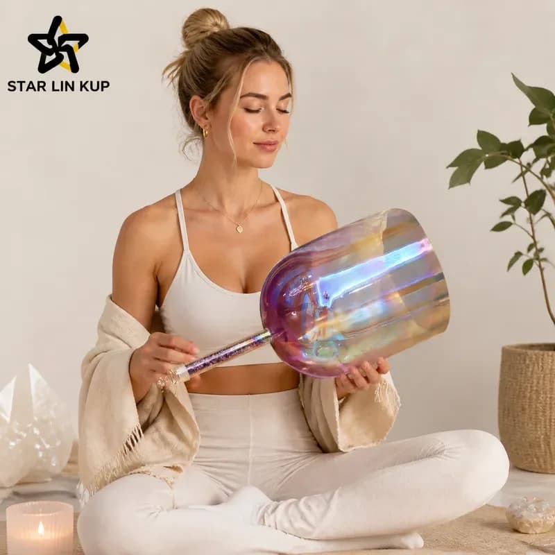 Amethyst Crystal Singing Bowl Purple Gradient Aurora STAR LIN KUP Handheld Chakra Healing Meditation Sound Therapy Instrument