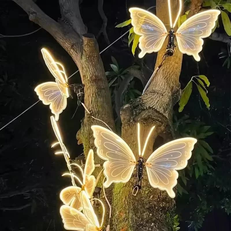 2 pezzi di oggetti di scena per feste, luci dinamiche per paesaggi di farfalle, per parco, centro commerciale, cortile, illuminazione esterna, decorazioni per punti panoramici, impermeabili