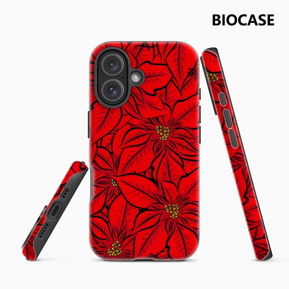 Poinsettia Red Phone Case for Magnetic Phone Case for IPhone 17 16 15 14 13 Pro Max Plus Single Double-layer Tough Case