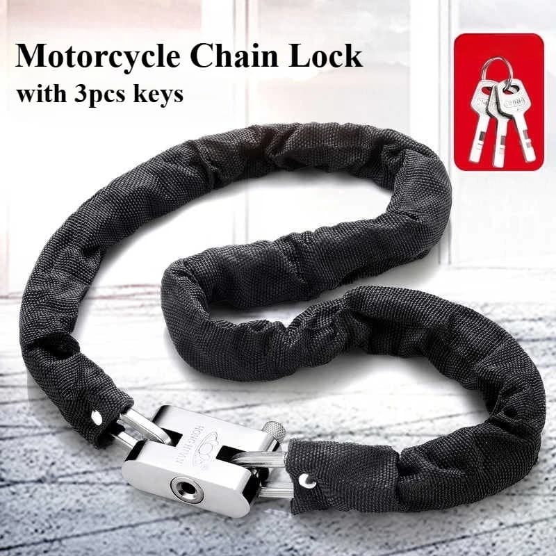 Lucchetto per Moto e Bicicletta, Catena di Sicurezza Resistente 1,2m con 3 Chiavi