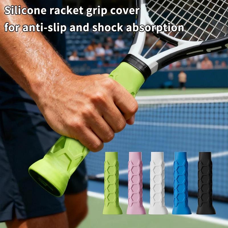 Reusable silicone handle for tennis racks, shock grip and anti-slip silicone handle.