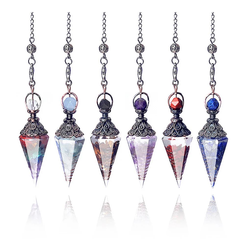 1pc Pietra Naturale Cristallo Resina Pietra Frantumata Reiki Pendolo Ametiste Quarzo Agata Cono Esagonale Accessori Dei Gioielli Del Pendente