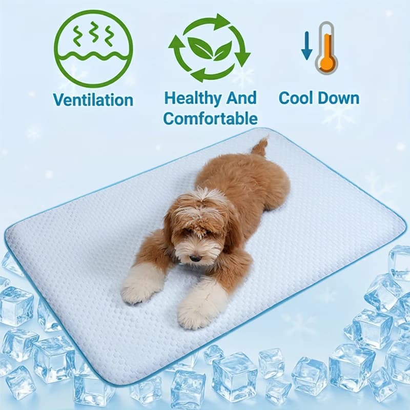 Tappetino Refrigerante Estivo per Animali Domestici in Seta Ghiacciata, Traspirante, Antiscivolo, Lavabile, Comodo per Cani e Gatti