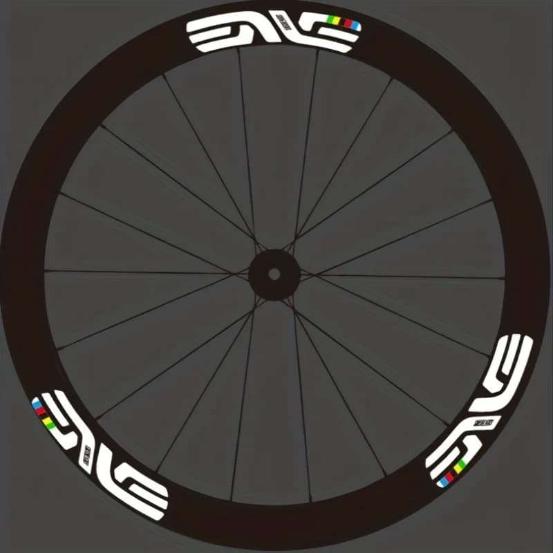 12 Bicycle Wheel Stickers - Design with rainbow rays, durable PVC decals for bicycles, laptops, helmets - Vibrant colored models,