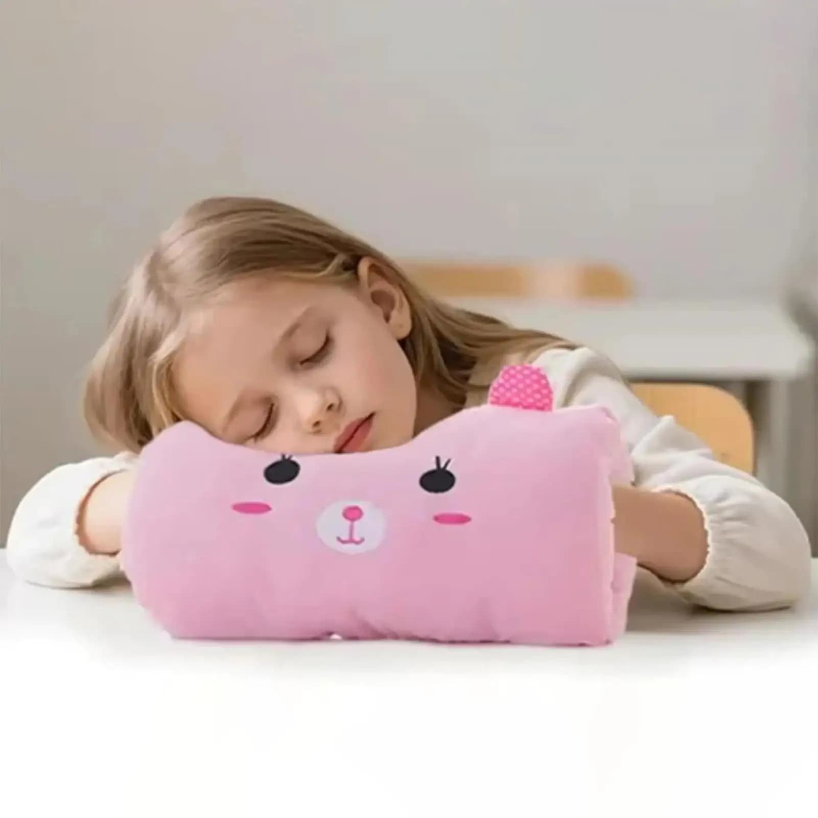 Cuscini di peluche a forma di orsetto rosa per bambini, guanti scaldamani, morbidi e creativi, regalo per adulti e bambini, ideali per la classe, i viaggi, il riposo invernale