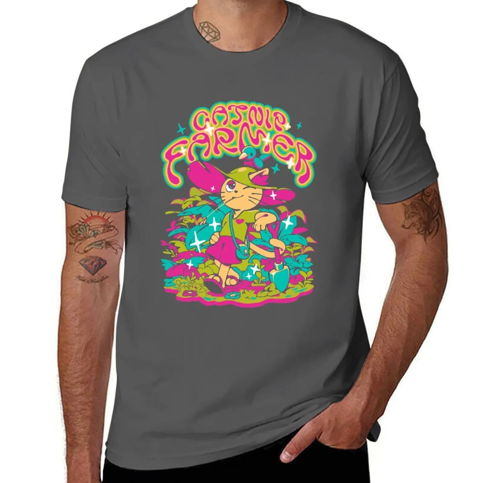 T-shirt Farmer Catnip con stampa di motivi astratti