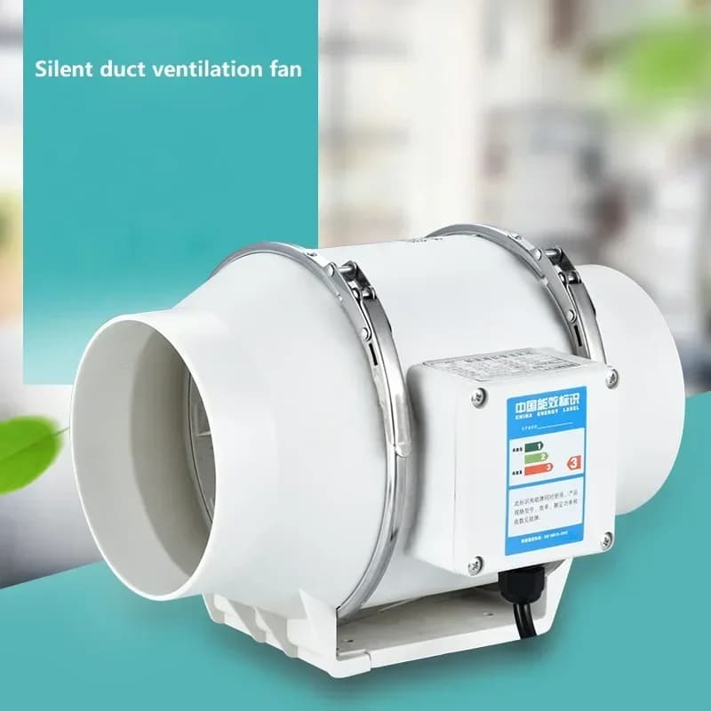 Ventilatore di scarico in linea silenzioso da 4 pollici 220V Potente ventilatore per condotto a parete per bagno, cucina, WC, per la casa