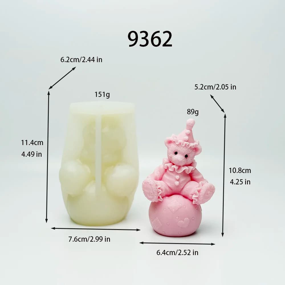 Bear Silicone Candle Mold Resin Mold Baby bear sitting on a ball Aromatherapy Plaster Candle Making Supplies