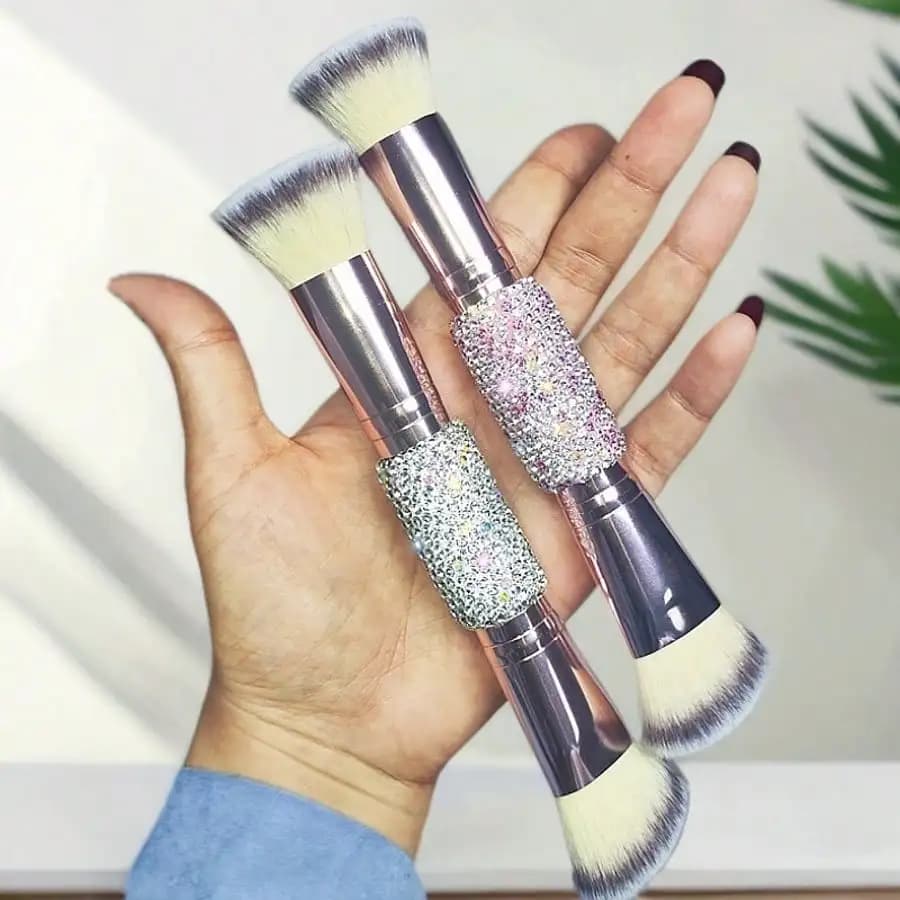 Double head makeup brush High grade shiny artificial diamond powder blusher brush powder brush foundation make-up brush