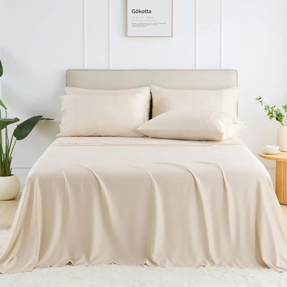 Set di Lenzuola King Size 6 Pezzi, Lenzuola Ultra Morbide, per Chi Soffre il Caldo o il Freddo - Lenzuola di Lusso Traspiranti e Setose, con Tasche Profonde