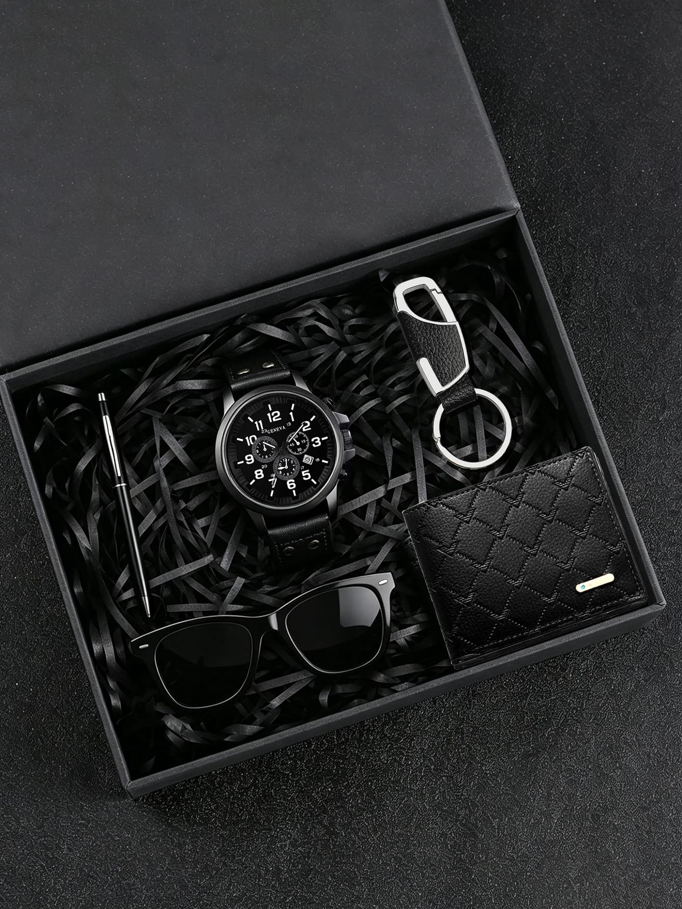 Men's gift box set, wallet, keychain, sunglasses, birthday present, suitable for dressing up
