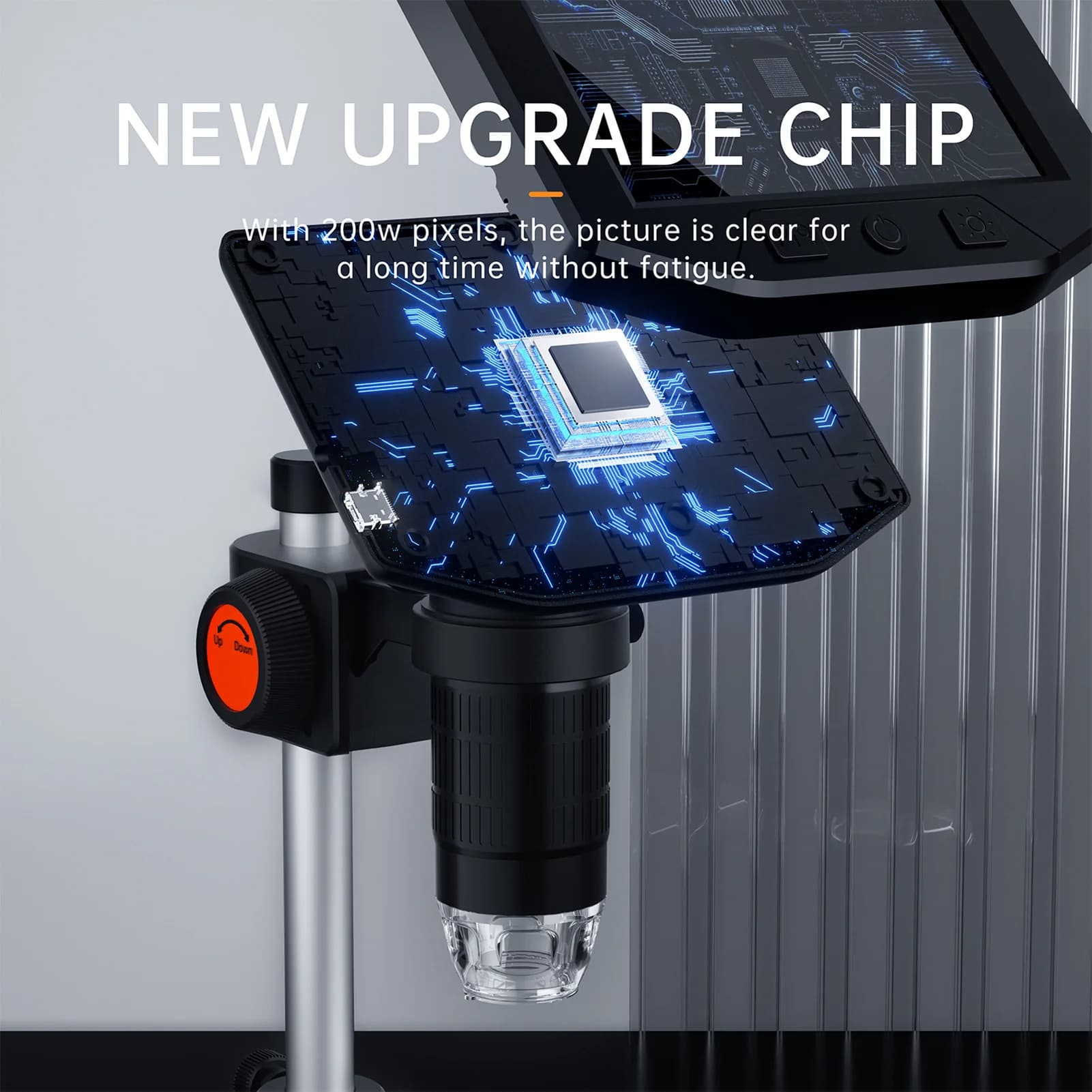 Fotocamera per microscopio digitale da 4.3 pollici telecamera per ispezione HD 1080P 1X-1000X moneta portatile per PCB di riparazione elettronica con 8 luci a LED