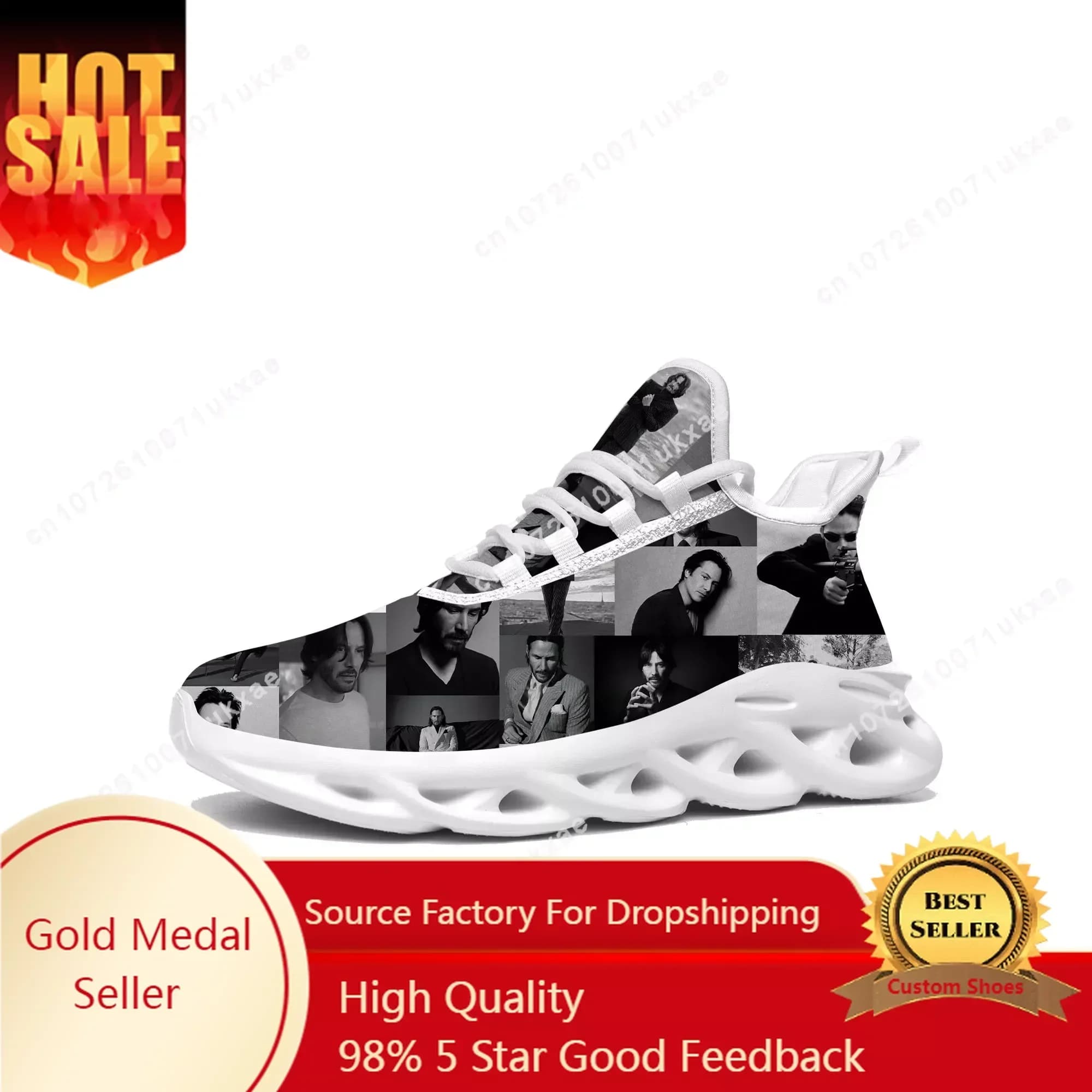 Keanu Reeves Flats Sneakers Mens Womens Sports Running Shoes High Quality Sneaker Lace Up Mesh Footwear Custom Made Shoe