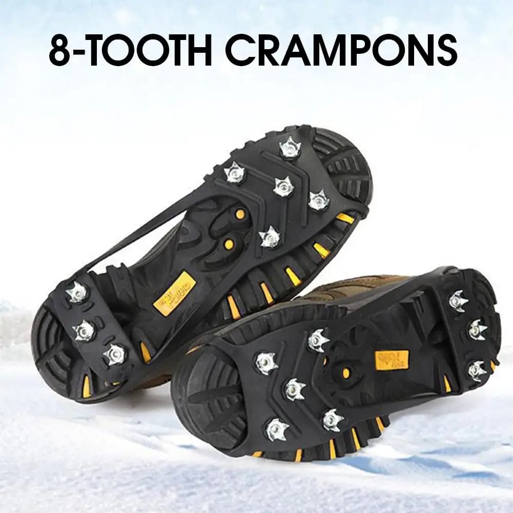 Punte per presa da ghiaccio a 8 denti per scarpe - Ramponi antiscivolo per escursioni invernali all'aperto Alpinismo su ghiaccio Neve