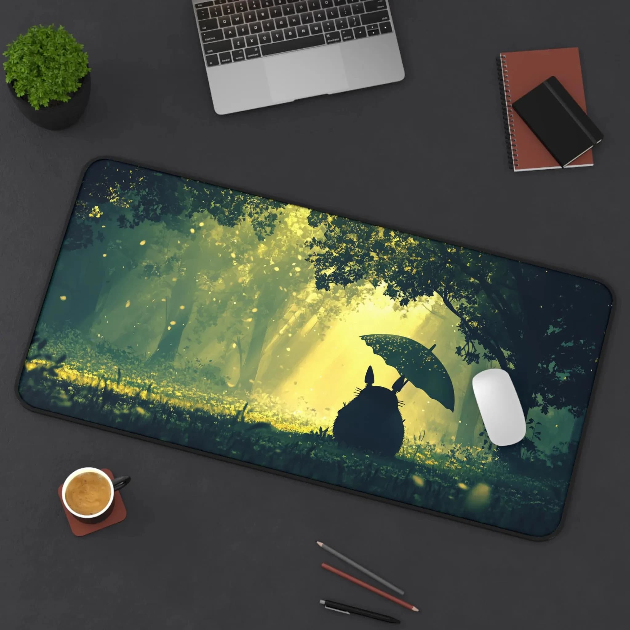 Tappetino per mouse grande, tappetino da scrivania forestale, tappetino per tastiera da gioco e ufficio antiscivolo per computer