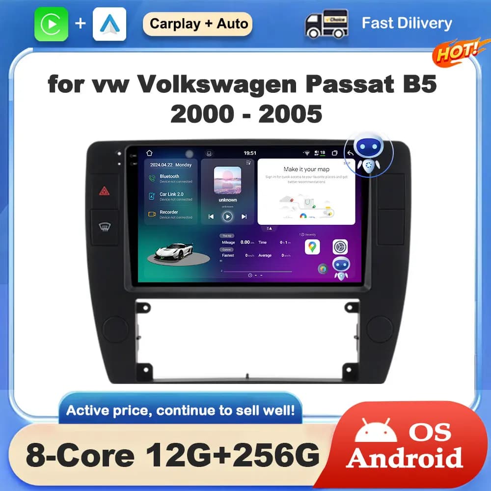 9 pollici per vw Volkswagen Passat B5 2000 - 2005 Car Multimedia Radio Video Player Android OS navigazione GPS WiFi BT Touch Screen