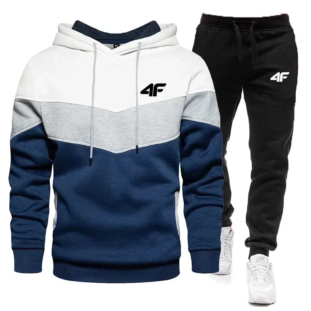 2025 Men Autumn Winter Fashion Set 2-piece hoodie and jogging pants with belt Quality sportswear for outdoor fitness