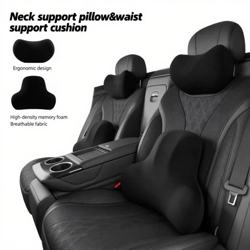Cuscino Ergonomico in Memory Foam per Poggiatesta e Supporto Lombare, Protezione per il Collo, Accessori Auto Universali
