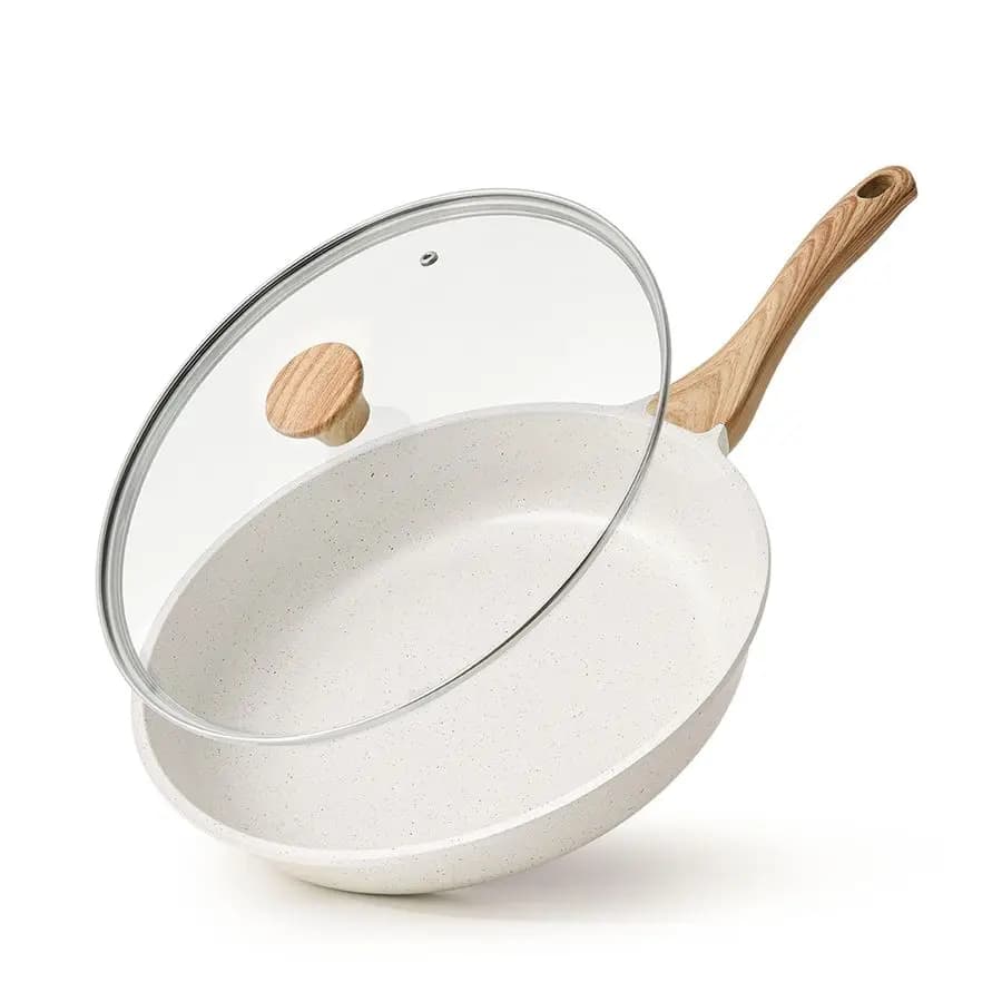 Ceramic Anti-adhesive pan with Cover 8 9.5 10 11 12.5 Inches, Omelet pan, Without PFAS and PTFE intentionally introduced, Non-toxic