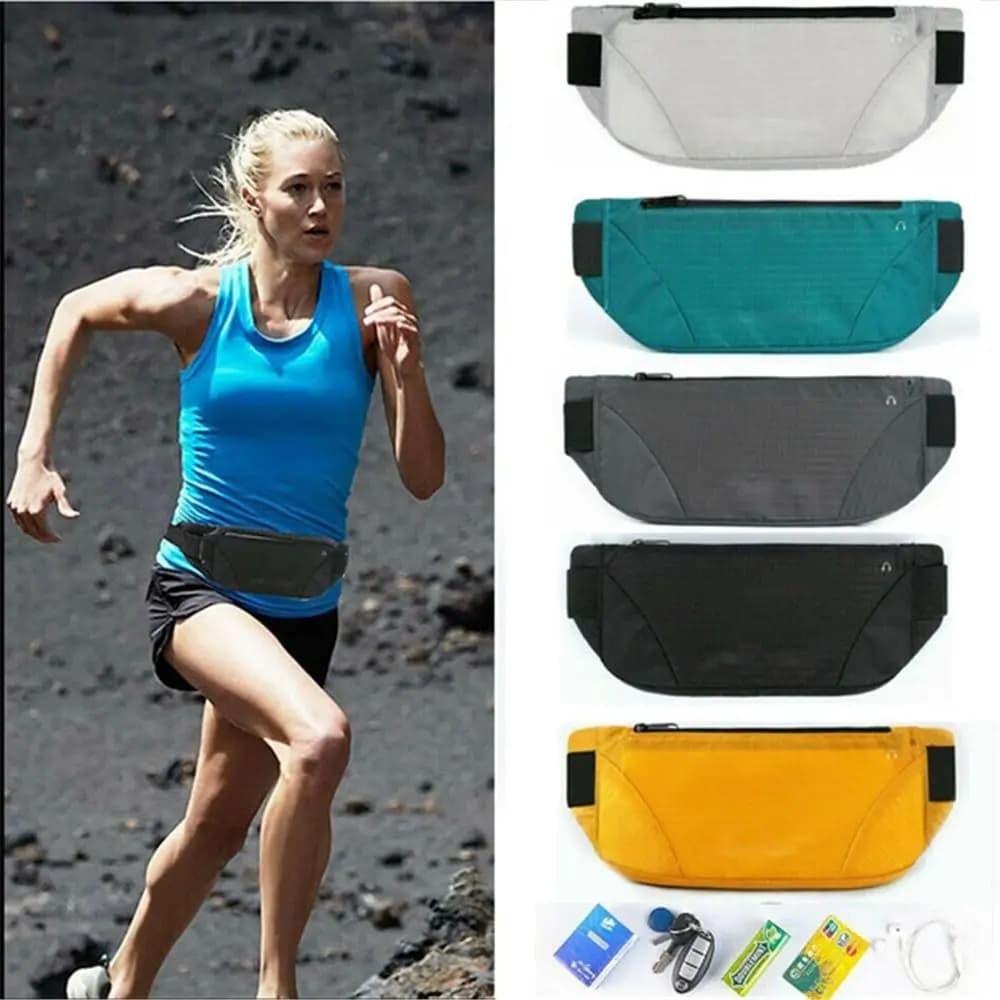 Marsupio da Corsa a Tre Scomparti Impermeabile e Traspirante, Borsa da Maratona, Marsupio Sportivo Porta Telefono