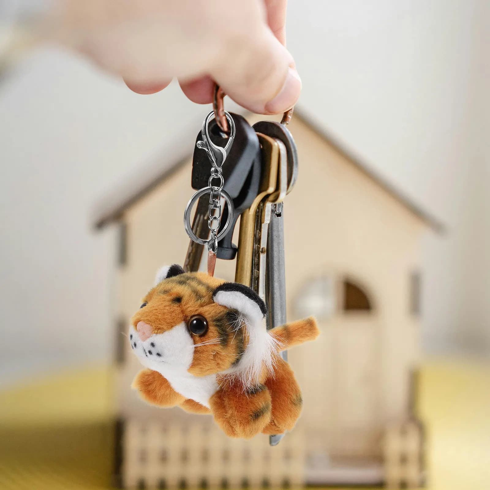 Portachiavi a forma di tigre, ciondolo in peluche, grazioso accessorio da appendere alla borsa, portachiavi per zaini, borse, matrimoni, feste