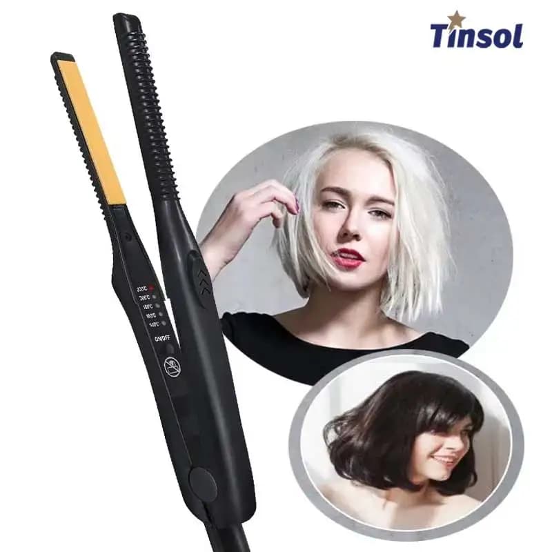 Hair Plate 2-in-1 Mini, Iron Arricciacapelli Professional in Ceramics, Short Plate for Women and Men, Beverage