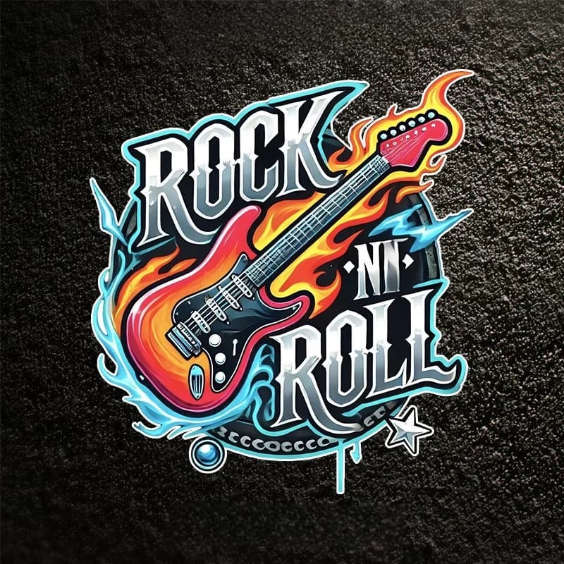 1PC Rock N Roll Electric Guitar Flame Waterproof Vinyl Stickers For Car Motorcycle Helmet Laptop Bike Decor Decal