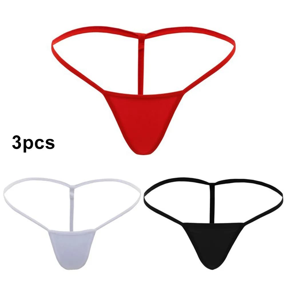 1/3 Pezzi Perizoma Sexy da Donna, Tinta Unita, Vita Bassa, G-String Femminile, Bianco Nero Rosso