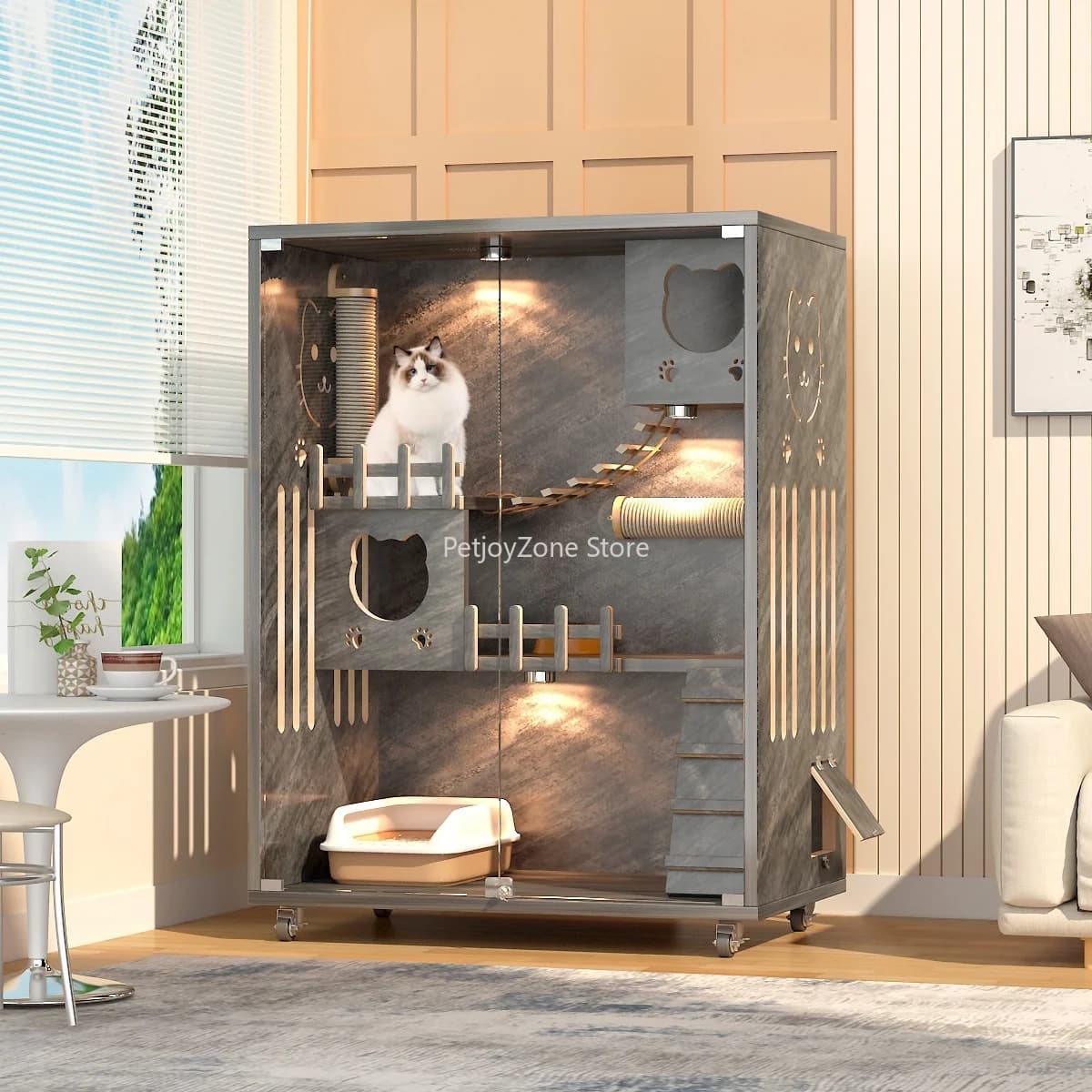 Hot Seller Solid Wood Cat Villa Universal Wooden Cat Cabinet Indoor Multi-Level Climbing Frame For All Breeds Cats