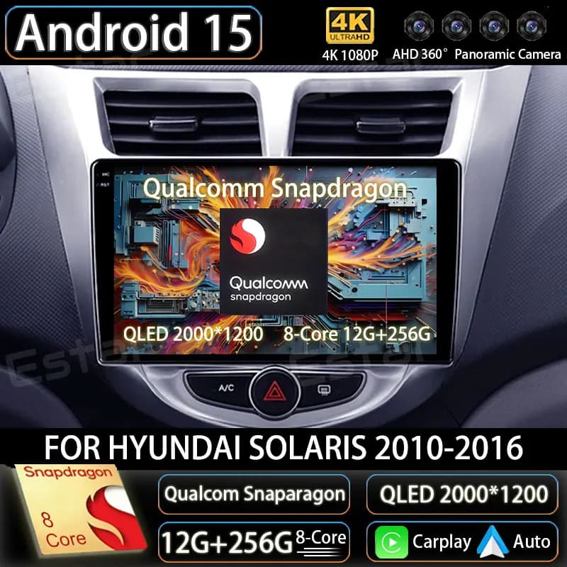 Android 15 Autoradio Per Hyundai Verna Solaris Accent i25 2010 - 2016 GPS Lettore Multimediale Navi Unità Principale 360 Macchina Fotografica Video DSP